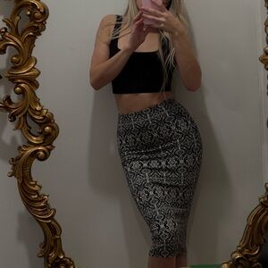 Elegant Black and White Patterned Skirt